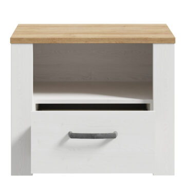 Ridge White 1 Drawer Bedside Table | Oak Top