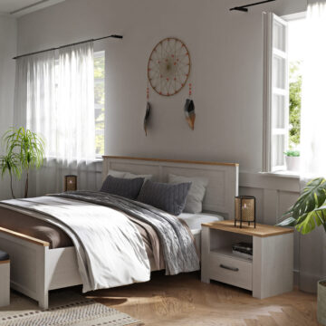Ridge White 1 Drawer Bedside Table | Oak Top