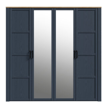 Bohol 2 Door 2 Mirrored Door Wardrobe in Riviera Oak/White