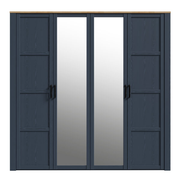 Bohol 2 Door 2 Mirrored Door Wardrobe in Riviera Oak/White
