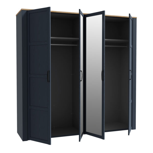 Ridge 2 Door 2 Mirrored Door Wardrobe in Riviera Oak/White | Assembly Required