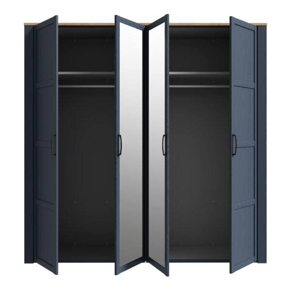Ridge 2 Door 2 Mirrored Door Wardrobe in Riviera Oak/White | Assembly Required