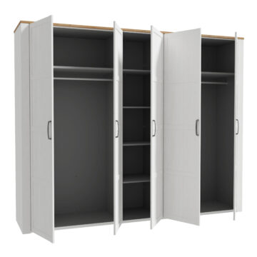 Ridge White 5 Door Wardrobe | Riviera Oak Finish