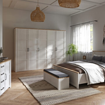 Ridge White 5 Door Wardrobe | Riviera Oak Finish