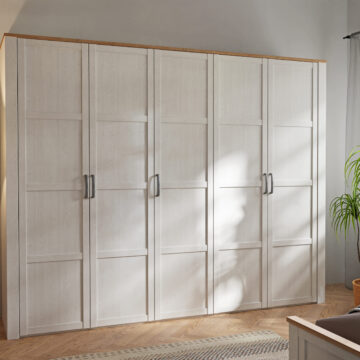 Ridge White 5 Door Wardrobe | Riviera Oak Finish