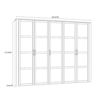 Ridge White 5 Door Wardrobe | Riviera Oak Finish