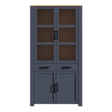 Bohol Display Cabinet 4 Door 1 Drawer in Oak/Navy