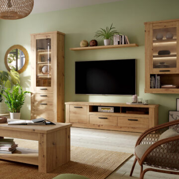 Solara 2 Drawer 1 Door Coffee TV Unit in Artisan Oak | Assembly Required