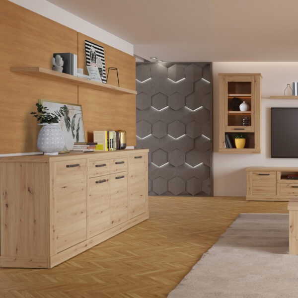 Solara 200cm Wall Shelf in Artisan Oak | Assembly Required