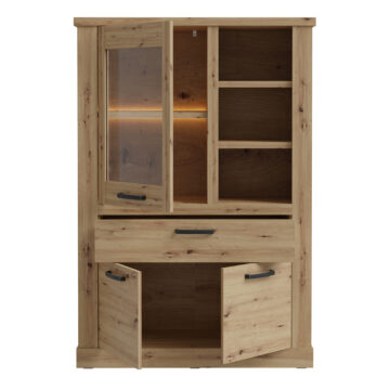Solara 3 Door 1 Drawer Display Cabinet | Artisan Oak Finish