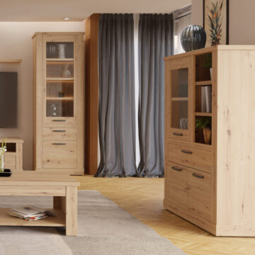 Solara 3 Door 1 Drawer Display Cabinet | Artisan Oak Finish