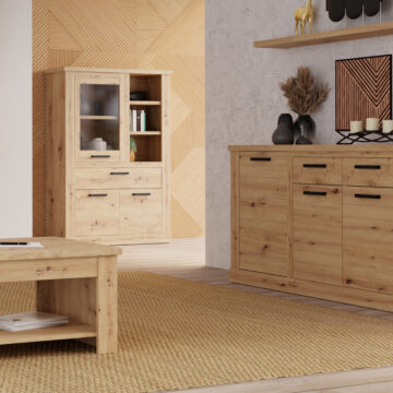 Solara 3 Door 1 Drawer Display Cabinet | Artisan Oak Finish