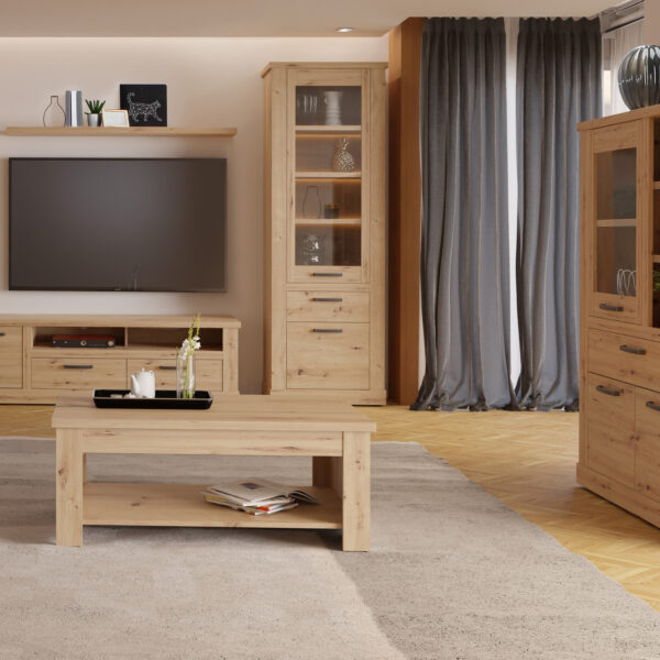 Solara Narrow Display Cabinet in Artisan Oak | Assembly Required