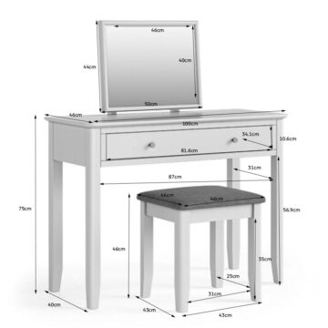 Folkestone White Dressing Table Set | Clearance