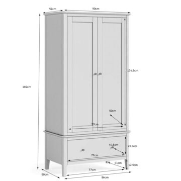 Folkestone White Gentlemans Wardrobe with Drawer