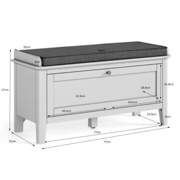 Dover White Storage Bench | Assembled