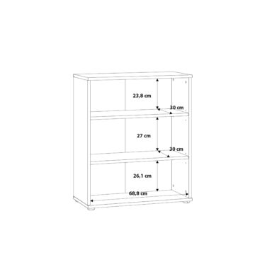 Origin Low Wide 2 Shelf Bookcase | Vintage Oak Finish