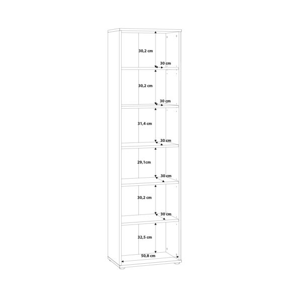 Origin Narrow 5 Shelf Bookcase in Vintage Oak | Assembly Required