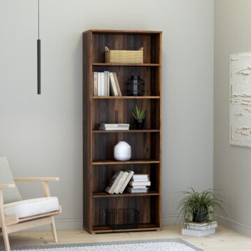 Origin Wide 5 Shelf Bookcase in Vintage Oak