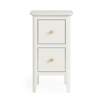Dover White 2 Drawer Narrow Bedside Cabinet | Assembled