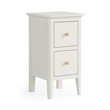 Dover White 2 Drawer Narrow Bedside Cabinet | Assembled