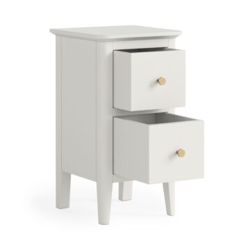 Dover White 2 Drawer Narrow Bedside Cabinet | Assembled