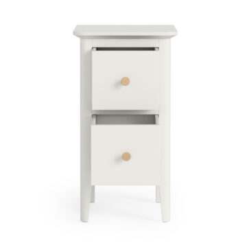 Dover White 2 Drawer Narrow Bedside Cabinet | Assembled