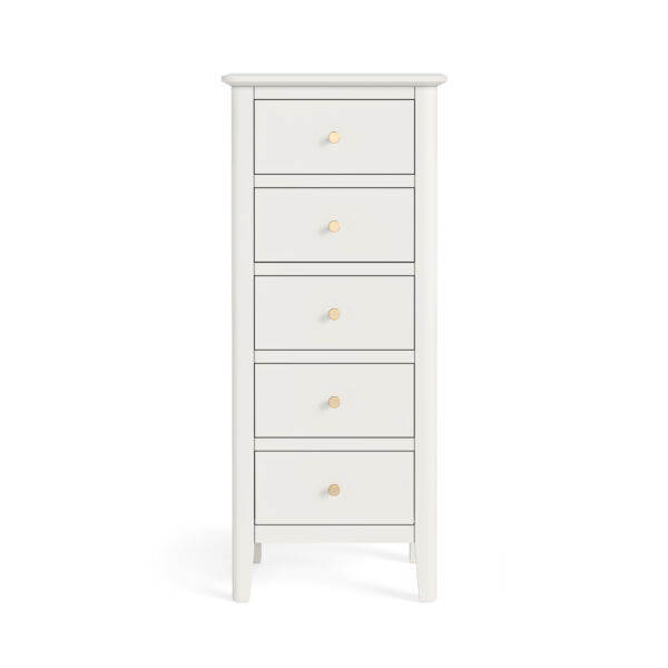 Dover White 5 Drawer Tallboy | Fully Assembled
