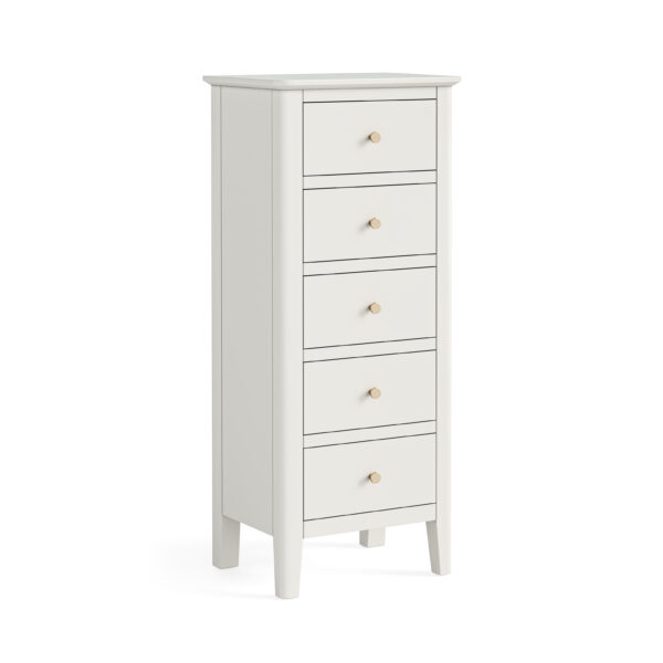 Dover White 5 Drawer Tallboy | Fully Assembled