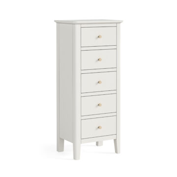 Dover White 5 Drawer Tallboy | Assembled