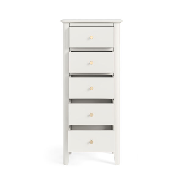 Dover White 5 Drawer Tallboy | Fully Assembled