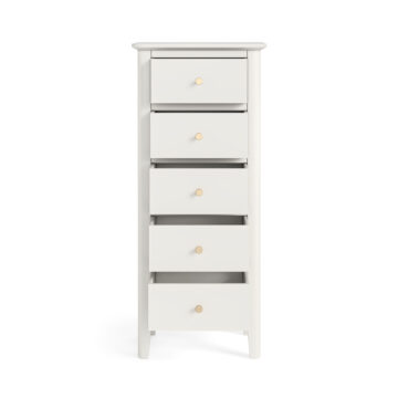 Dover White 5 Drawer Tallboy | Assembled