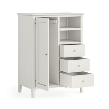 Dover White Combi Wardrobe with Drawers | Assembled