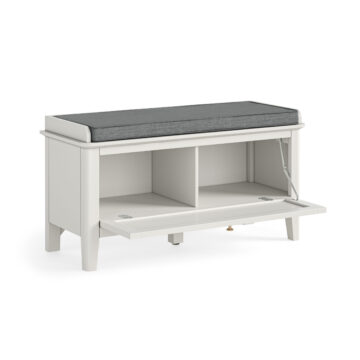 Dover White Storage Bench | Assembled
