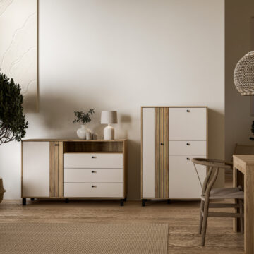 Vista 1 Door 3 Drawer Chest In Cream and Oak