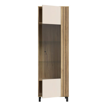 Vista Cream 1 Door Display Cabinet | Oak Finish