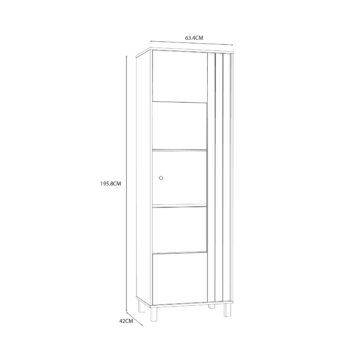 Vista Cream 1 Door Display Cabinet | Oak Finish