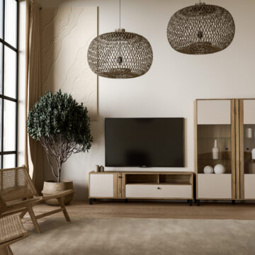 Vista TV Unit in Cream and Oak