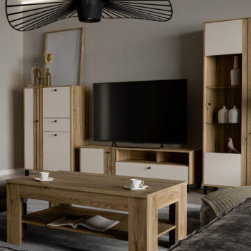 Vista TV Unit in Cream and Oak