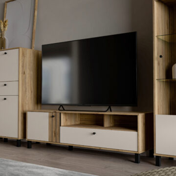 Vista TV Unit in Cream and Oak