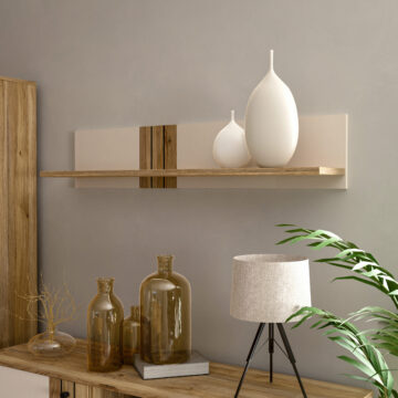 Vista Cream Wall Shelf 120cm | Oak Finish