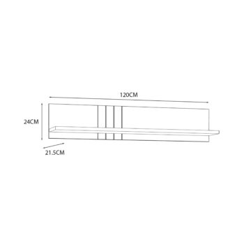 Vista Cream Wall Shelf 120cm | Oak Finish