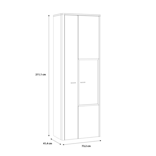 Willow Display Cabinet with 1 Door  and 1 Glass Door in Grey and Oak | Assembly Required