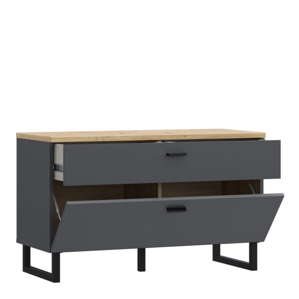 Willow TV Unit with 1 Drawer 1 Flip Door in Grey and Oak | Assembly Required