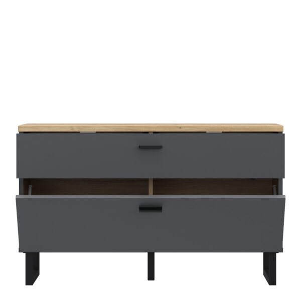 Willow TV Unit with 1 Drawer 1 Flip Door in Grey and Oak | Assembly Required