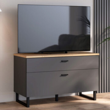 Willow TV Unit with 1 Drawer 1 Flip Door in Grey and Oak | Assembly Required