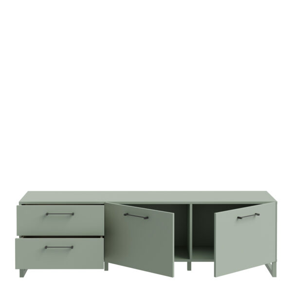 Saul 2 Door 2 Drawer TV Unit in Sage Green | Assembly Required