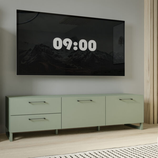 Saul 2 Door 2 Drawer TV Unit in Sage Green | Assembly Required