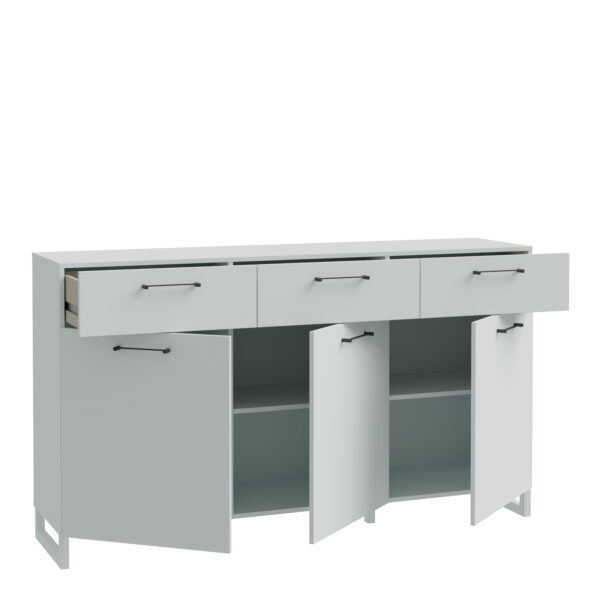 Saul 3 Door 3 Drawer Chest in Light Grey | Assembly Required
