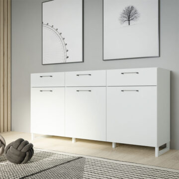Saul 3 Door 3 Drawer Chest in Light Grey